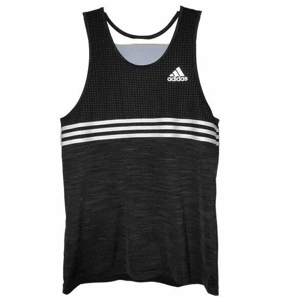 Adidas Tops - Adidas Shirt Womens‎ Med Black White 3 Stripes Tank Top Upper Mesh Scoop Neck